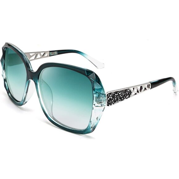 Women's Crystal Square Sunglasses Sparkling Composite Shiny Frame Design - Picture 1 of 8